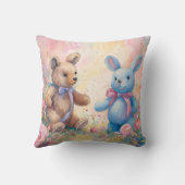 パステルガーデンのテディベアとバニー クッション (裏面)