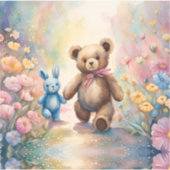 パステルガーデンのテディベアとバニー シール (正面)