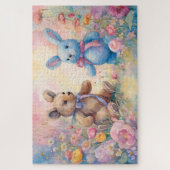 パステルガーデンのテディベアとバニー ジグソーパズル (縦)