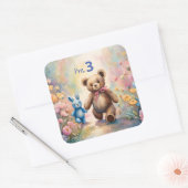 パステルガーデンのテディベアとバニー スクエアシール (封筒)