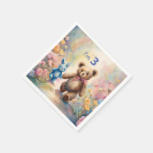 パステルガーデンのテディベアとバニー スタンダードカクテルナプキン (角)
