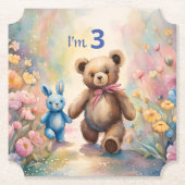 パステルガーデンのテディベアとバニー ペーパーコースター (正面)