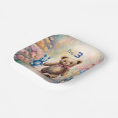 パステルガーデンのテディベアとバニー ペーパープレート (傾斜あり)