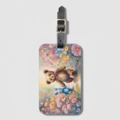 パステルガーデンのテディベアとバニー ラゲッジタグ (正面縦)