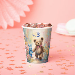 パステルガーデンのテディベアとバニー 紙コップ