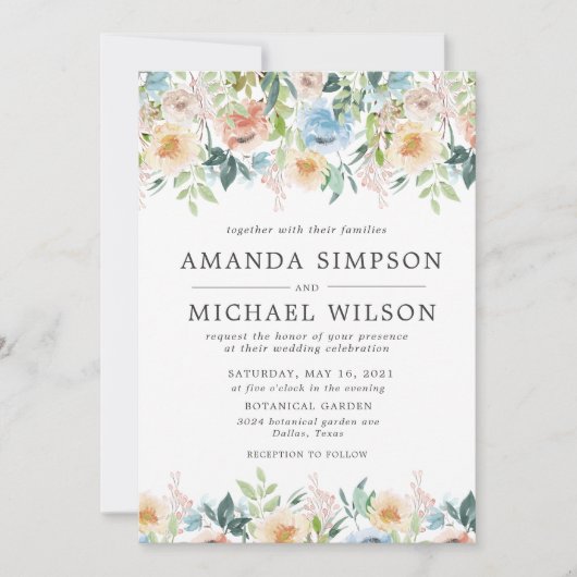 パステルガーデンフローラエレガントウェディング招待状 招待状 (正面)