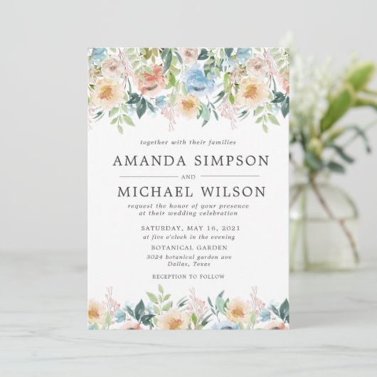 パステルガーデンフローラエレガントウェディング招待状 招待状 (スタンド正面)