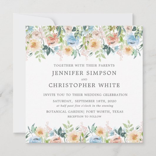 パステルガーデンフローラスクエア結婚式招待状 招待状 (正面)
