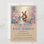 パステルガーデンベビーシャワーのテディベアとバニー 案内状 (裏面)