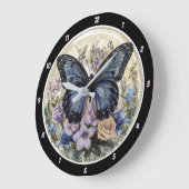 パステルガーデン» – ブルーバタフライ ラージ壁時計 (傾斜)