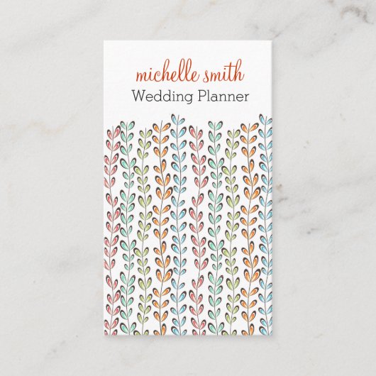 パステルガーリーアイビー葉フラソスウェディングプランナー 名刺 (正面)