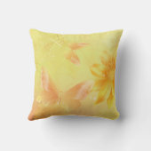 パステルガーリーイエロー抽象芸術フローラ背景 クッション (裏面)
