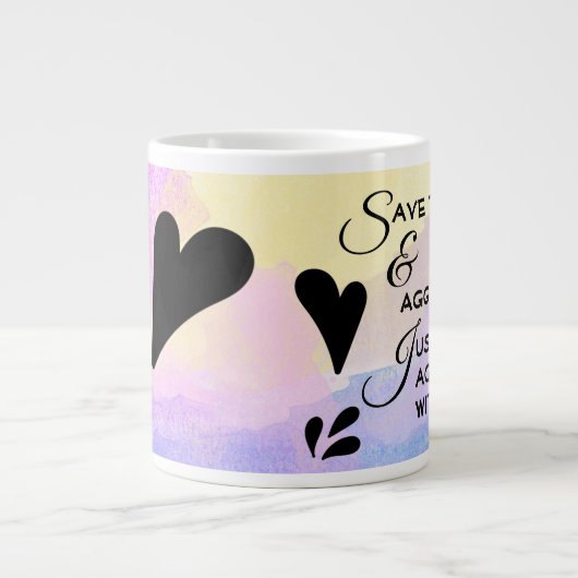 パステルガーリーウォーターカラー皮肉タイポグラフィ引用文 ジャンボコーヒーマグカップ (正面)