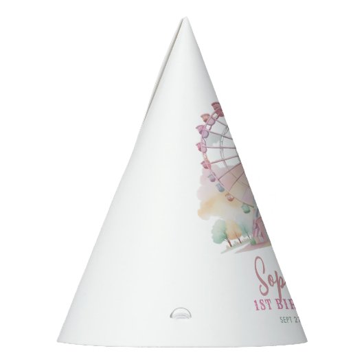 パステルガーリーカラーカーニバルサーカス子供の誕生日 パーティーハット (左)