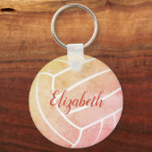パステルガーリーカラーズ名前をカスタムするバレーボールスポーツ キーホルダー (正面)