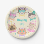 パステルガーリーキティカラフルキャットバースデーパーティー ペーパープレート (正面)