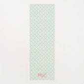 パステルガーリーグリーン&ピンクパターンイニシャル ヨガマット (正面)