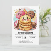 パステルガーリーシンプルクッキー誕生日 招待状 (スタンド正面)