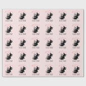 パステルガーリーピンクの素敵なブラックバニーありがとう ラッピングペーパー (フラット)