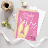 パステルガーリーピンクドット付き可愛いバニーパーティー 招待状