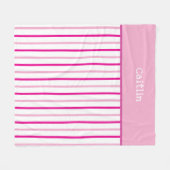 パステルガーリーピンクホワイトストライプホテル名 フリースブランケット (正面(横))