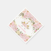 パステルガーリーピンク金ゴールドフローラ誕生日パーティー スタンダードカクテルナプキン (角)