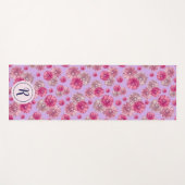 パステルガーリーフラワーズモダンジム付きフローラ ヨガマット (正面(横))