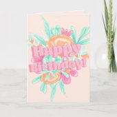 パステルガーリーフローラ誕生日の写真 カード (正面)