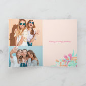 パステルガーリーフローラ誕生日の写真 カード (内部)