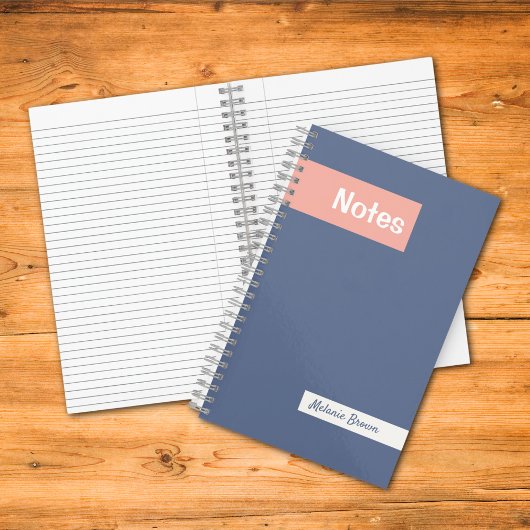 パステルガーリーブルーピンクモノグラムのフルネーム注記 ノートブック