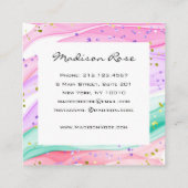 パステルガーリーレインボーユニコーンキャンディピンク薄紫金ゴールド スクエア名刺 (裏面)