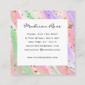 パステルガーリーレインボーユニコーンキャンディピンク薄紫金ゴールド スクエア名刺 (裏面)