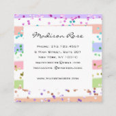 パステルガーリーレインボーユニコーンキャンディピンク&ホワイト スクエア名刺 (裏面)