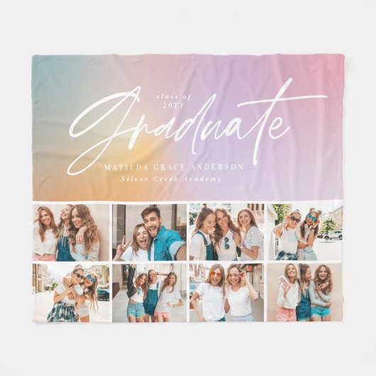 パステルガーリーレインボー数々の写真院 フリースブランケット (正面(横))