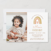 パステルガーリーレインボー6th誕生日フォト招待状 招待状 (正面)