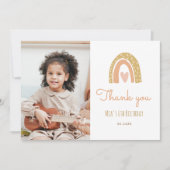 パステルガーリーレインボー6th誕生日写真ありがとう 招待状 (正面)