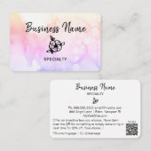 *~*パステルガーリー抽象芸術グラデーションピーチロゴQRコード 名刺 (正面/裏面)