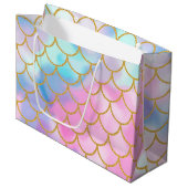 パステルガーリー金ゴールドグラデーショングリッターマーメイド ラージペーパーバッグ (正面アングル)