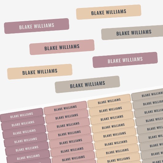 パステルガールズニュートラルカラーコードキッズネームスクール ラベル