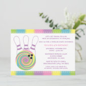 パステルガールボーリングバースデーパーティ招待状 招待状 (スタンド正面)