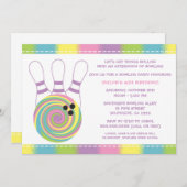 パステルガールボーリングバースデーパーティ招待状 招待状 (正面/裏面)