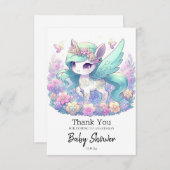 パステルガールユニコーンベビーシャワー サンキューカード (正面/裏面)