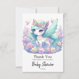 パステルガールユニコーンベビーシャワー サンキューカード