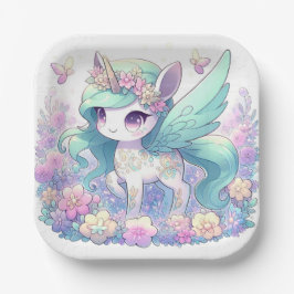 パステルガールユニコーンベビーシャワー ペーパープレート