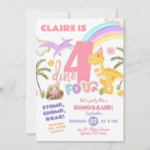 パステルガール恐竜ディノフォーバースデーパーティー 招待状 (正面)