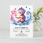 パステルキッズサル誕生日 招待状 (スタンド正面)