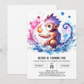 パステルキッズサル誕生日 招待状 (正面/裏面)