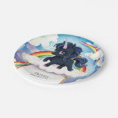 パステルキッズブラックユニコーン誕生日 ペーパープレート (アングル)