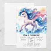 パステルキッズホース誕生日 招待状 (正面/裏面)