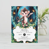 パステルキッズモンキー誕生日 招待状 (スタンド正面)